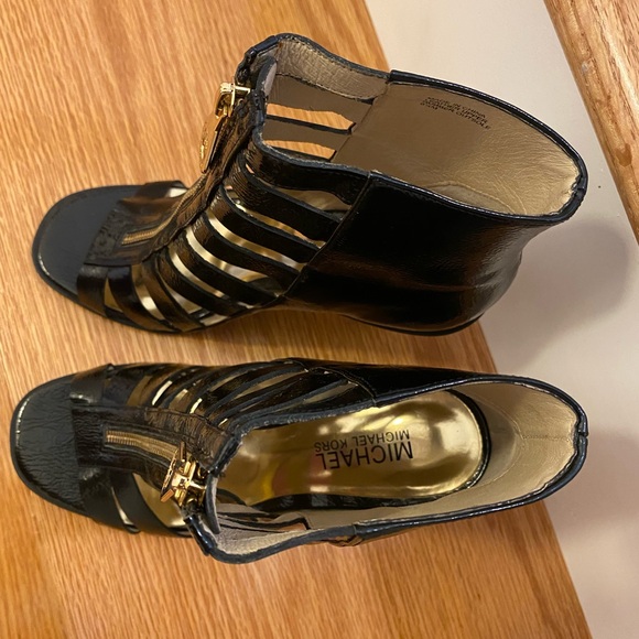 Michael Kors, black leather gladiator heels, size 6.5. Like new, wore once